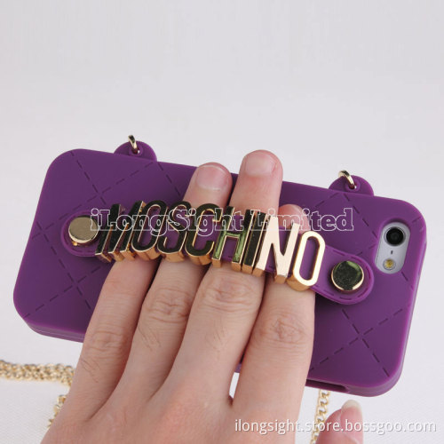 MOSCHINO Handbag With Chain Hold Silicone Case For iPhone 5